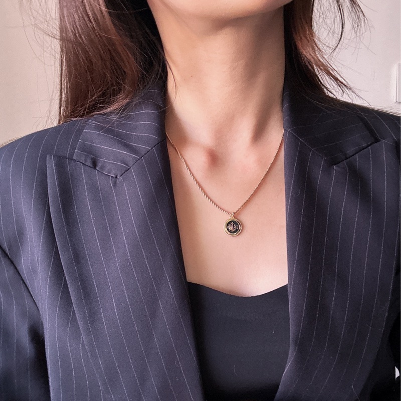 Christian Dior 鍍金黑琺瑯項鏈 南瓜車吊墜-1