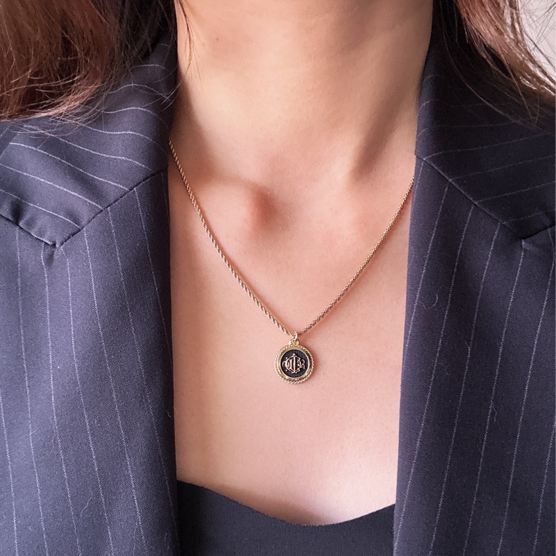 Christian Dior 鍍金黑琺瑯項鏈 南瓜車吊墜-2