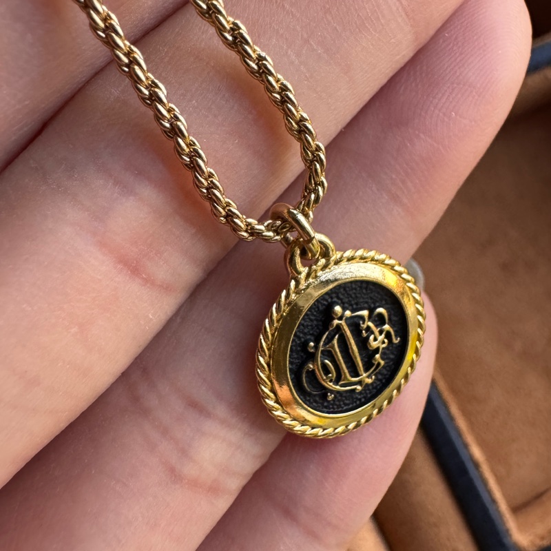 Christian Dior 鍍金黑琺瑯項鏈 南瓜車吊墜-4