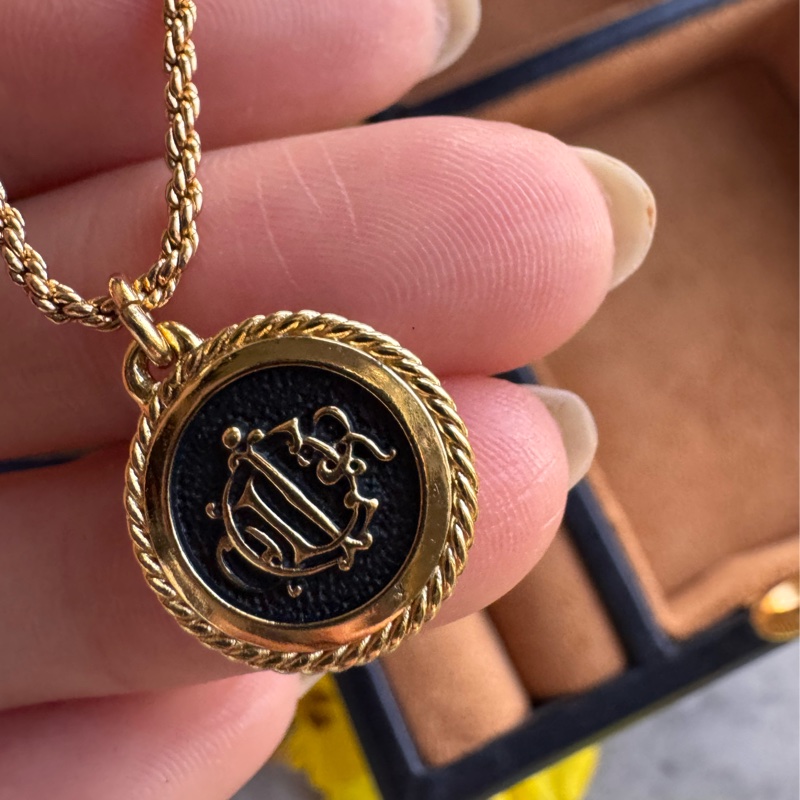 Christian Dior 鍍金黑琺瑯項鏈 南瓜車吊墜-6