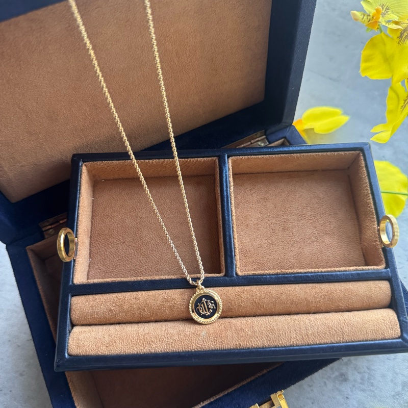 Christian Dior 鍍金黑琺瑯項鏈 南瓜車吊墜-7