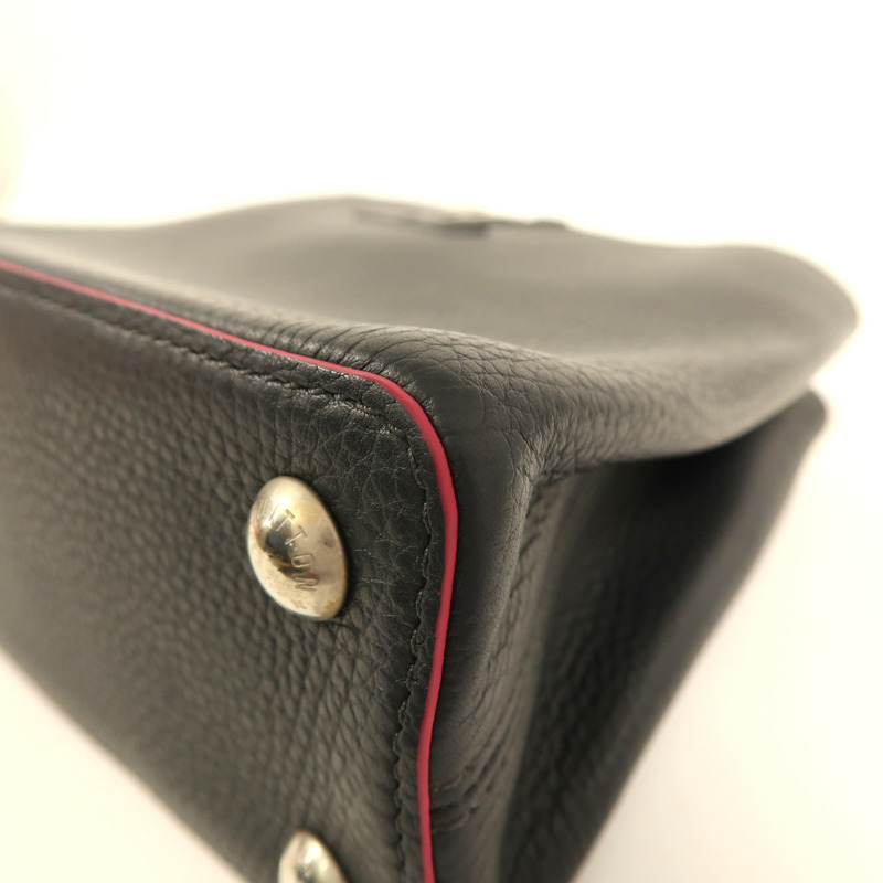 LOUIS VUITTON Taurillon Capucines BB銀扣手挽肩背兩用袋-4