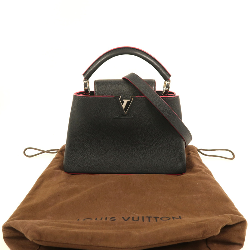 LOUIS VUITTON Taurillon Capucines BB銀扣手挽肩背兩用袋-13