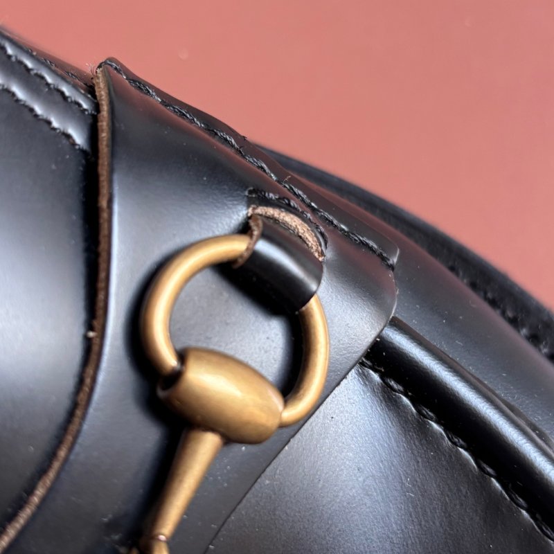 ::GUCCI:: 黑色皮革x金屬馬銜釦樂福鞋 38號-7