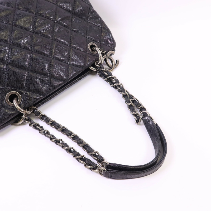 CHANEL 牛皮皮革Chic Shopping Tote銀扣肩背袋-4
