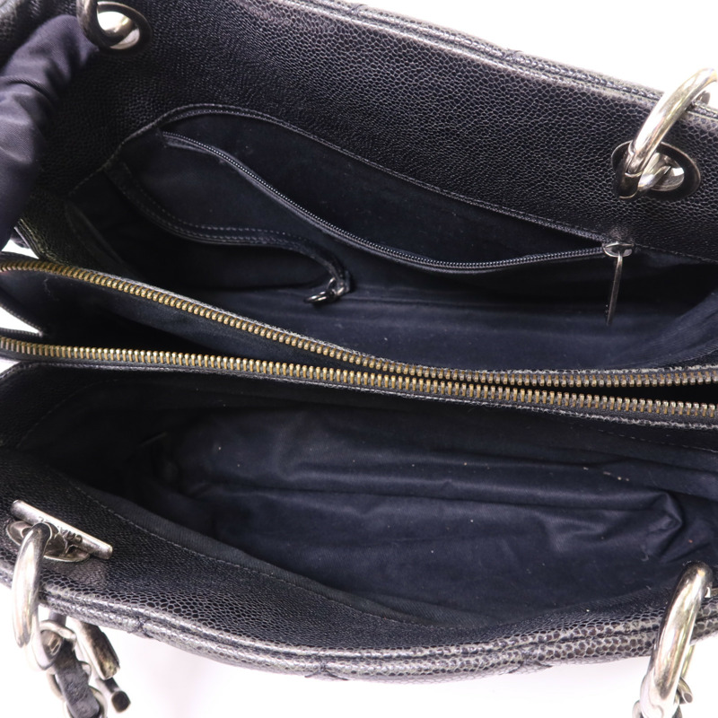 CHANEL 牛皮皮革Chic Shopping Tote銀扣肩背袋-5