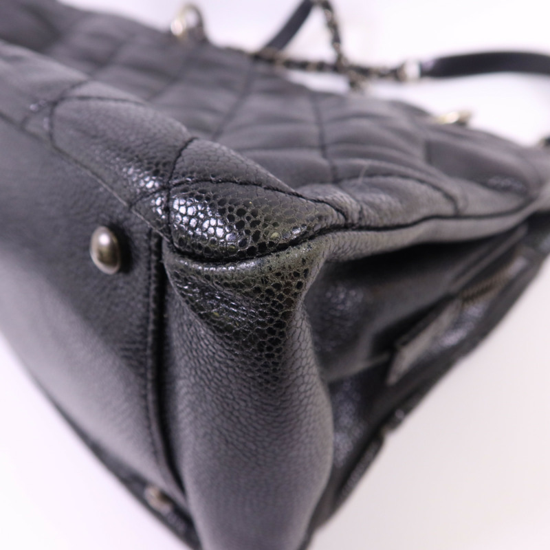 CHANEL 牛皮皮革Chic Shopping Tote銀扣肩背袋-15