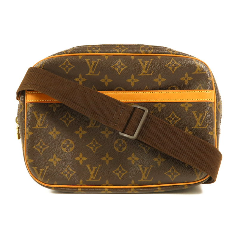 LOUIS VUITTON Monogram Reporter PM金扣肩背袋棕色-0
