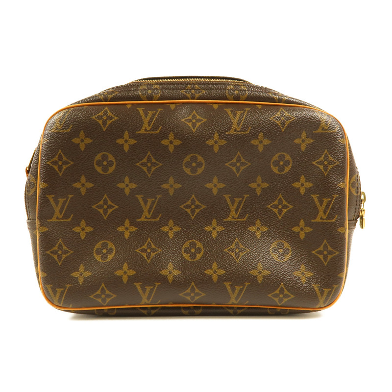 LOUIS VUITTON Monogram Reporter PM金扣肩背袋棕色-1
