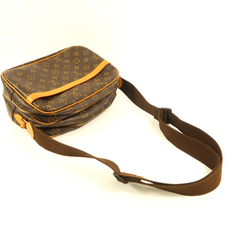 LOUIS VUITTON Monogram Reporter PM金扣肩背袋棕色-8