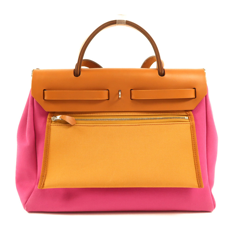 HERMES 帆布Herbag PM銀扣手挽肩背兩用袋-1