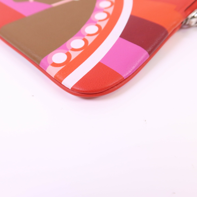 HERMES Swift皮革Carre Pocket Pouch銀扣小袋Rouge De Coeur-8