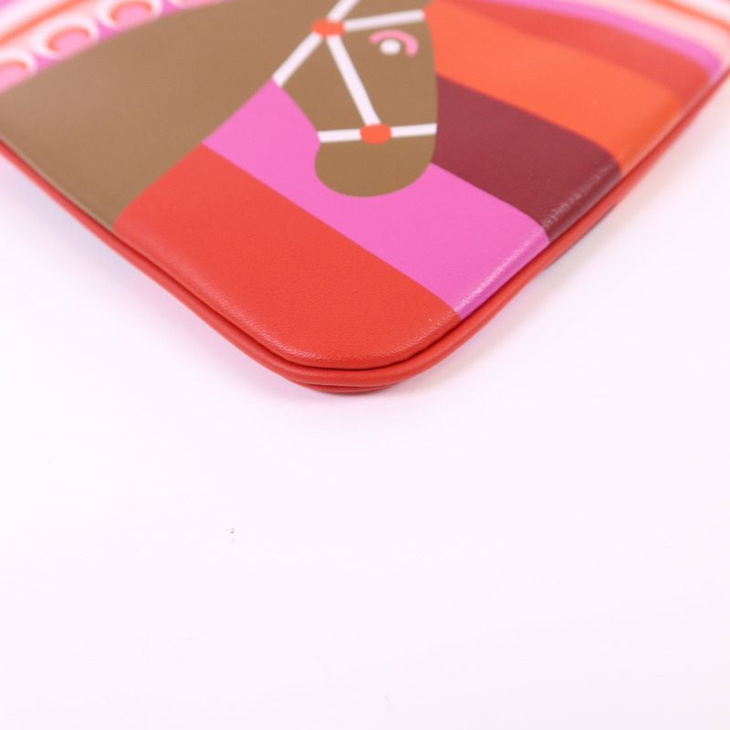 HERMES Swift皮革Carre Pocket Pouch銀扣小袋Rouge De Coeur-10