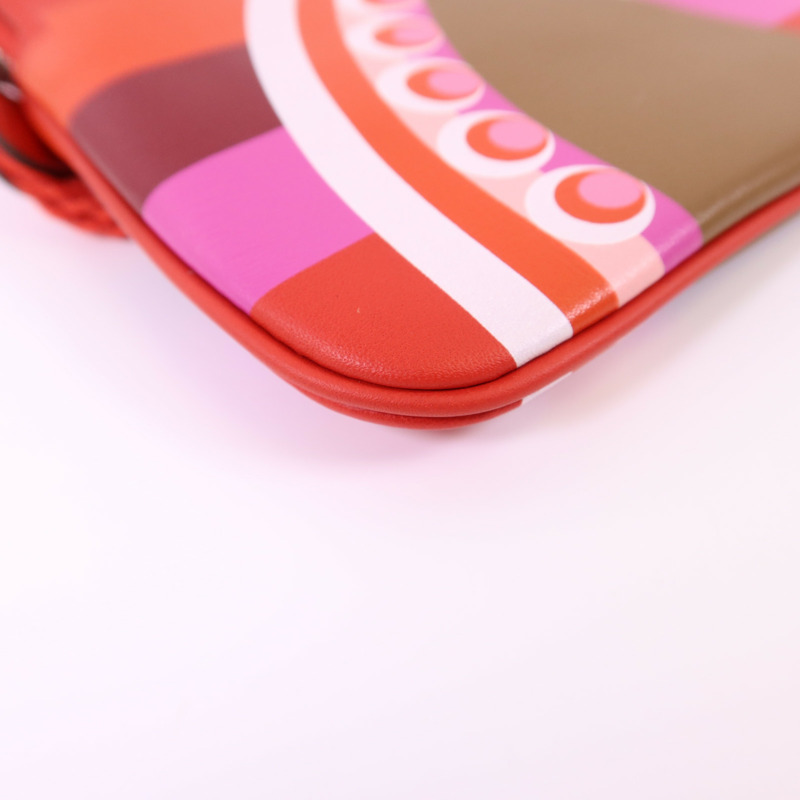 HERMES Swift皮革Carre Pocket Pouch銀扣小袋Rouge De Coeur-11