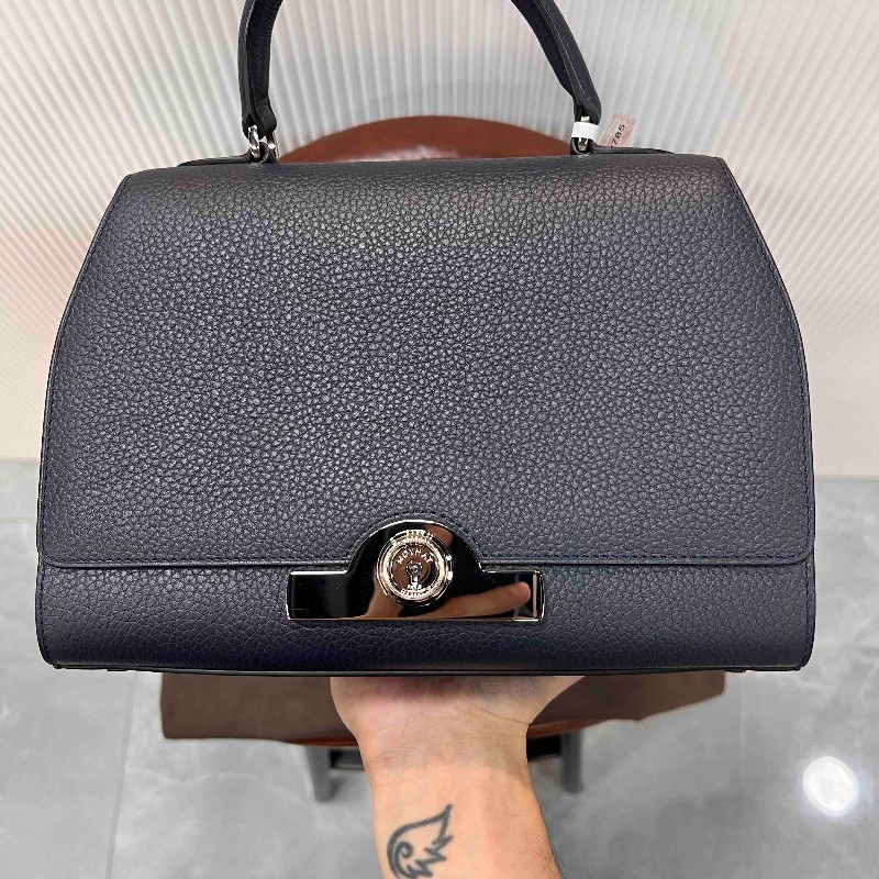 MOYNAT Rejane 中號經典手提單肩斜挎包 聖杯藍 銀扣-1