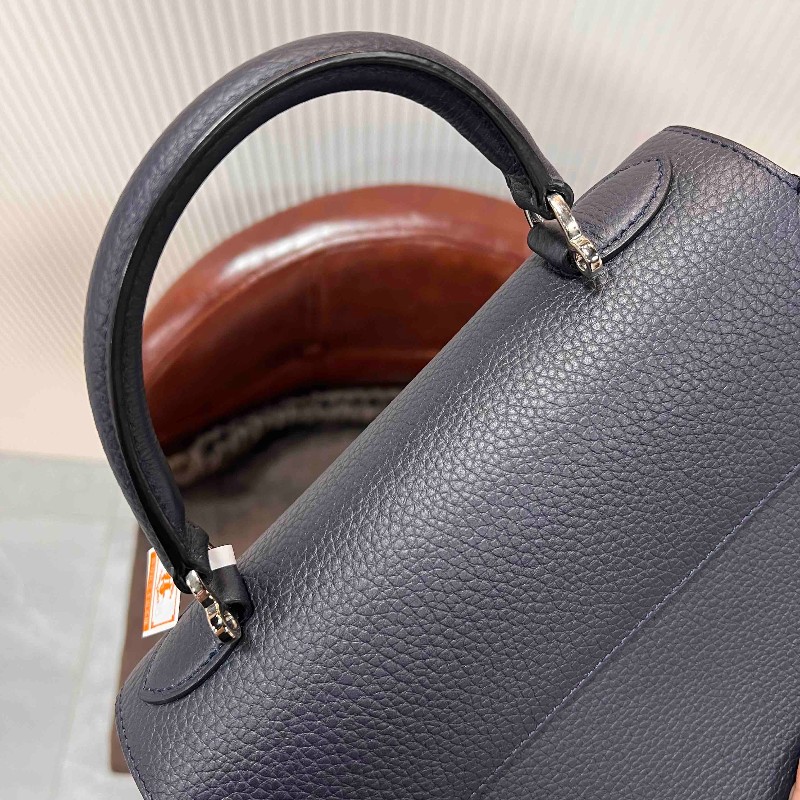 MOYNAT Rejane 中號經典手提單肩斜挎包 聖杯藍 銀扣-3