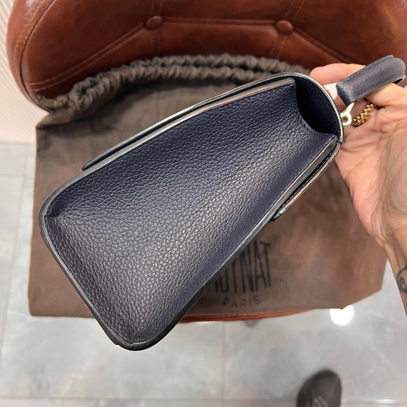 MOYNAT Rejane 中號經典手提單肩斜挎包 聖杯藍 銀扣-4