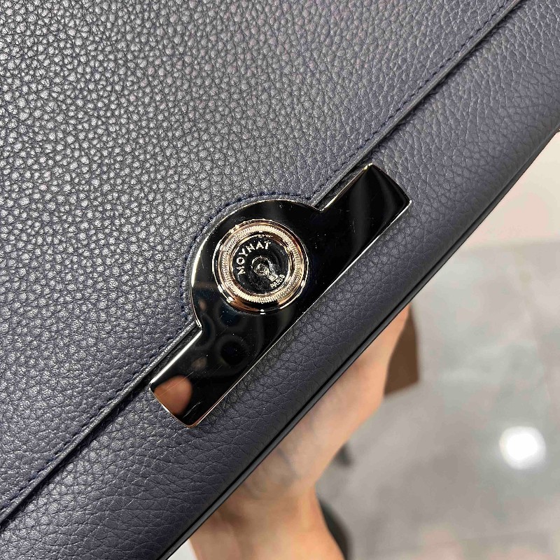 MOYNAT Rejane 中號經典手提單肩斜挎包 聖杯藍 銀扣-5