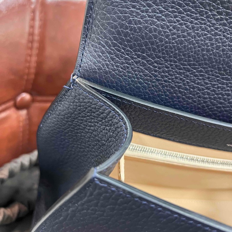 MOYNAT Rejane 中號經典手提單肩斜挎包 聖杯藍 銀扣-6