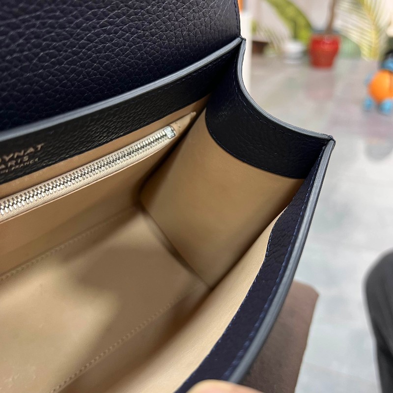 MOYNAT Rejane 中號經典手提單肩斜挎包 聖杯藍 銀扣-8