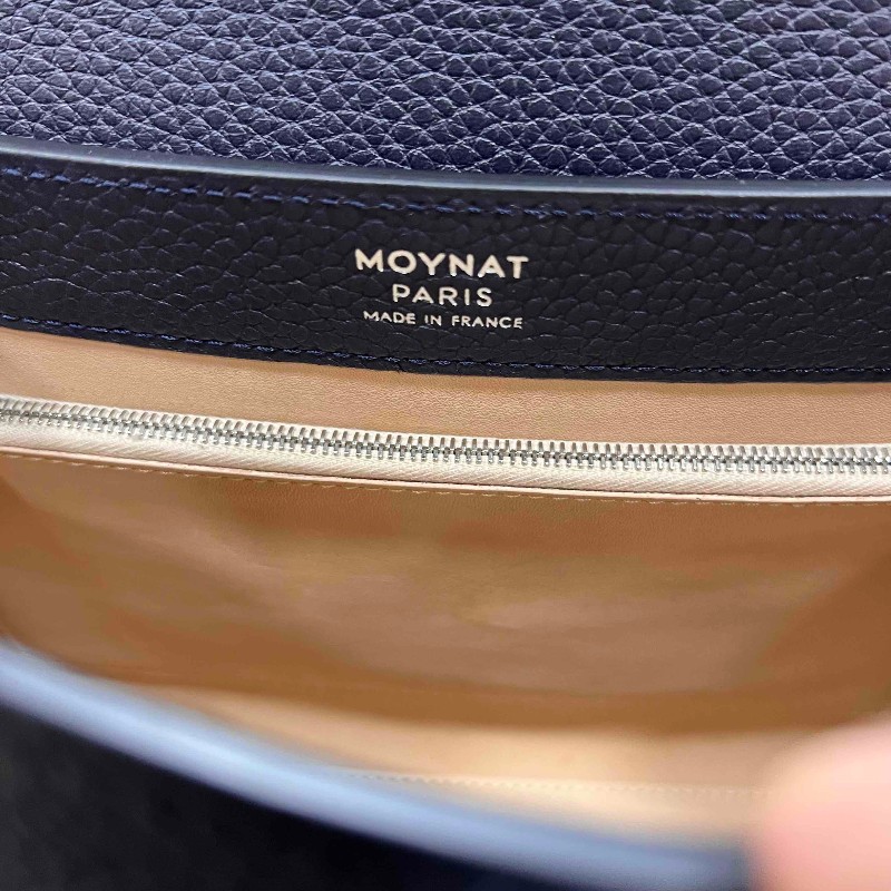 MOYNAT Rejane 中號經典手提單肩斜挎包 聖杯藍 銀扣-10