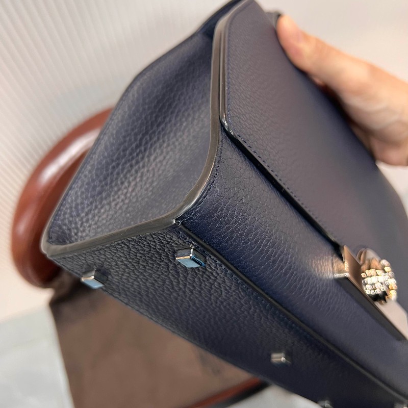 MOYNAT Rejane 中號經典手提單肩斜挎包 聖杯藍 銀扣-13