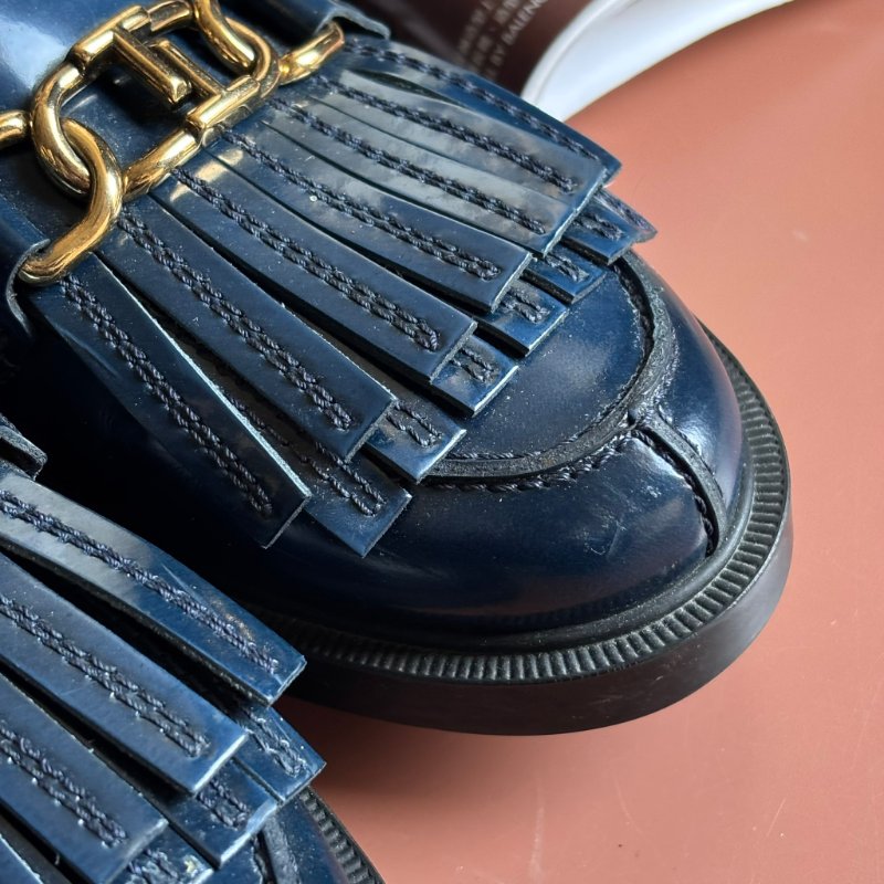::TOD'S:: T字鍊飾流蘇牛皮厚底樂福鞋 牛津鞋子 (藍色) 36號-7