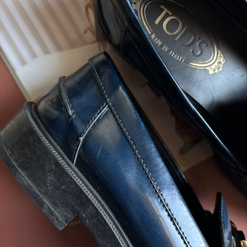 ::TOD'S:: T字鍊飾流蘇牛皮厚底樂福鞋 牛津鞋子 (藍色) 36號-11