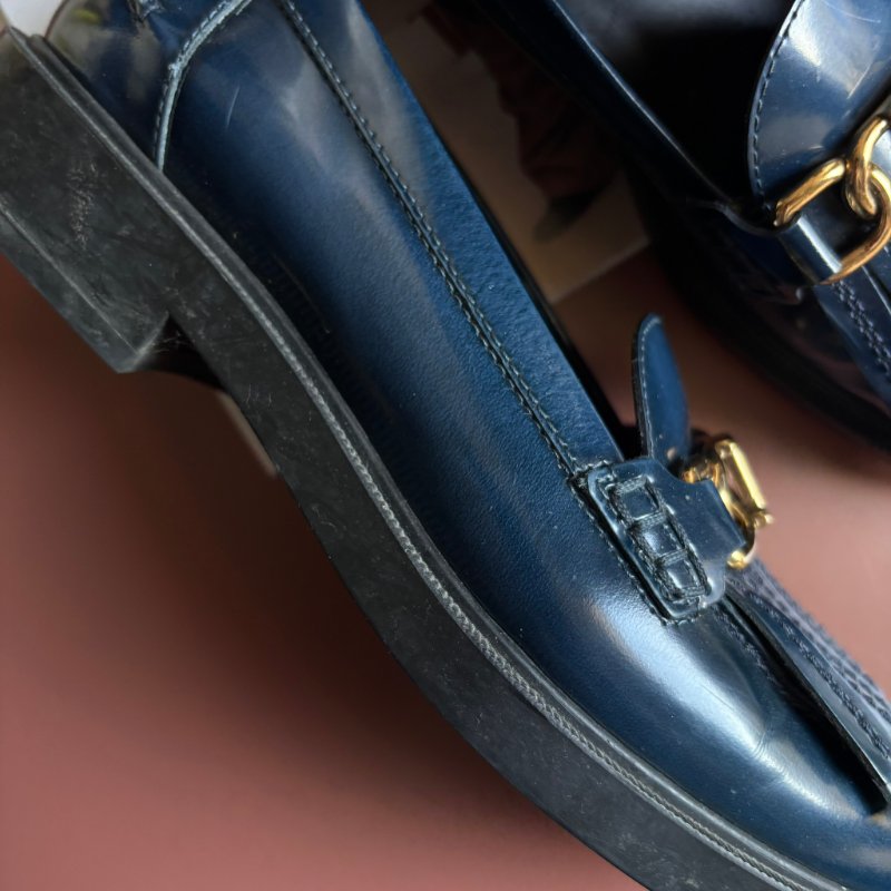 ::TOD'S:: T字鍊飾流蘇牛皮厚底樂福鞋 牛津鞋子 (藍色) 36號-12