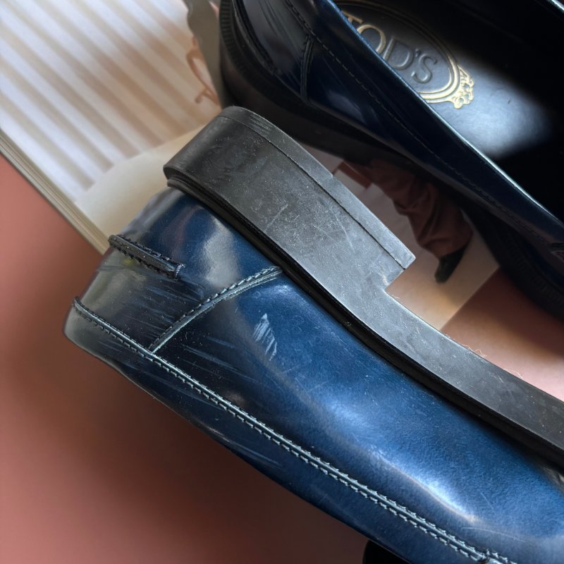 ::TOD'S:: T字鍊飾流蘇牛皮厚底樂福鞋 牛津鞋子 (藍色) 36號-14