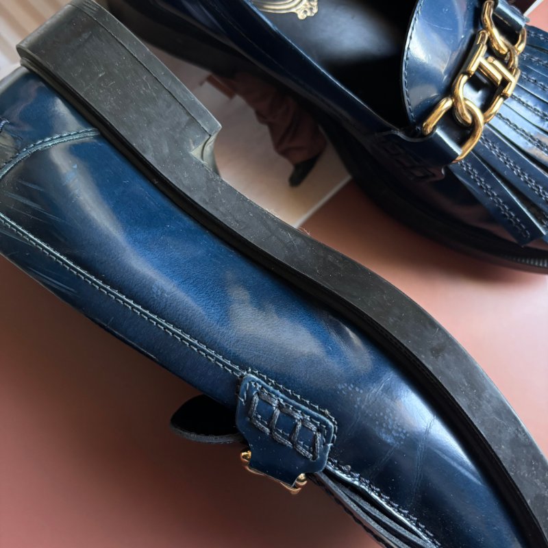 ::TOD'S:: T字鍊飾流蘇牛皮厚底樂福鞋 牛津鞋子 (藍色) 36號-15