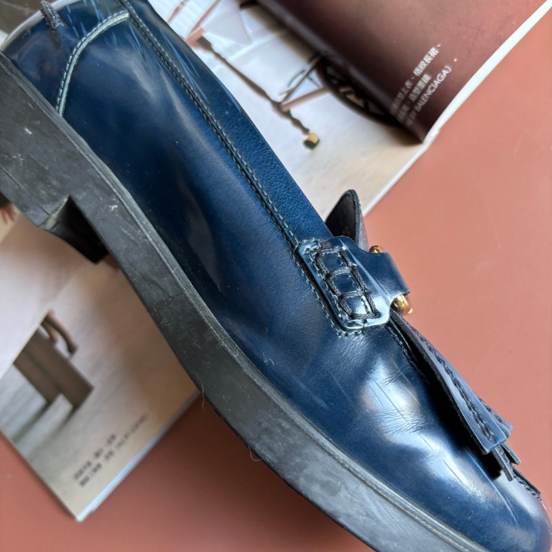 ::TOD'S:: T字鍊飾流蘇牛皮厚底樂福鞋 牛津鞋子 (藍色) 36號-18