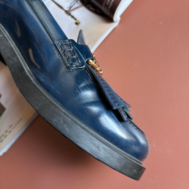 ::TOD'S:: T字鍊飾流蘇牛皮厚底樂福鞋 牛津鞋子 (藍色) 36號-19