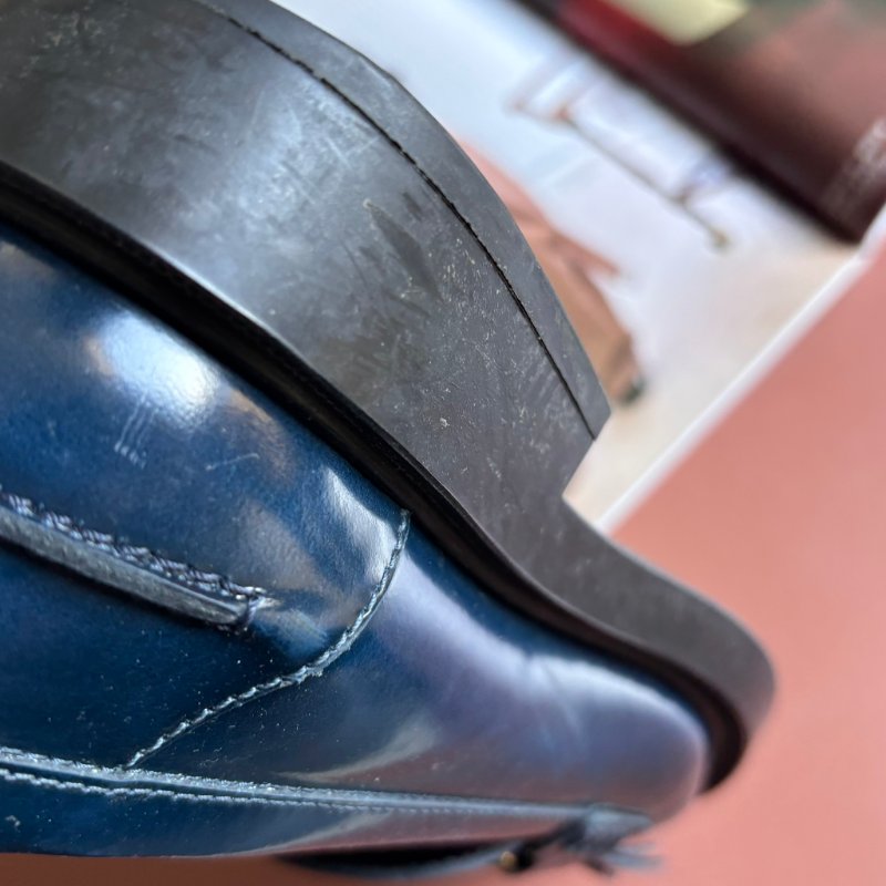 ::TOD'S:: T字鍊飾流蘇牛皮厚底樂福鞋 牛津鞋子 (藍色) 36號-23