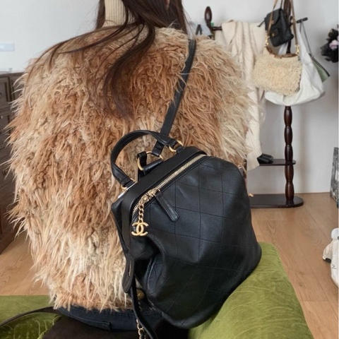 ✨Chanel 黑金羊皮後背包 有保卡🖤