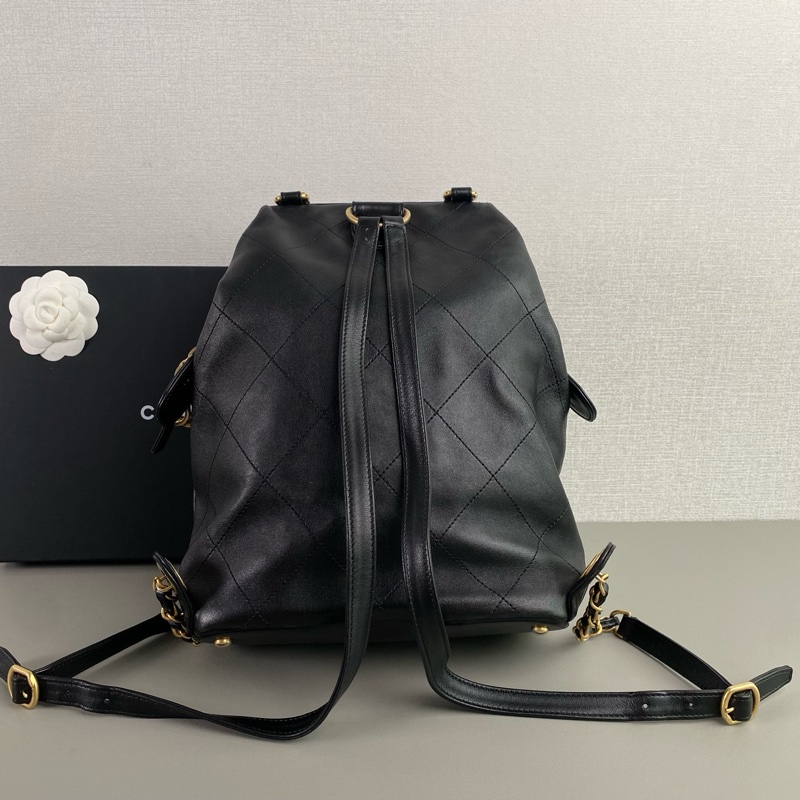 ✨Chanel 黑金羊皮後背包 有保卡🖤-4