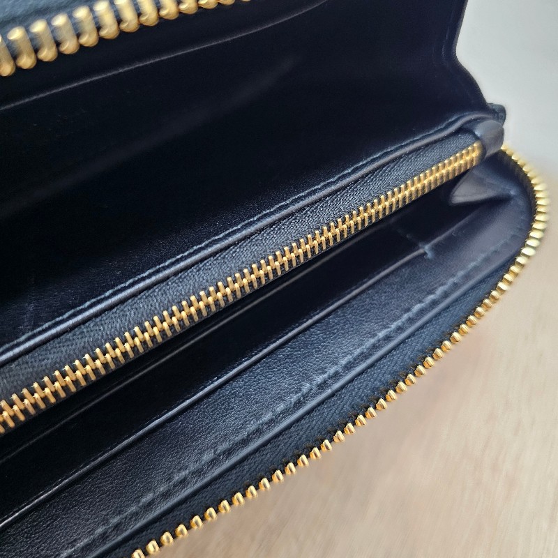 [實品超美☺️] Dior黑羊皮LadyDior金釦拉鏈中夾-15