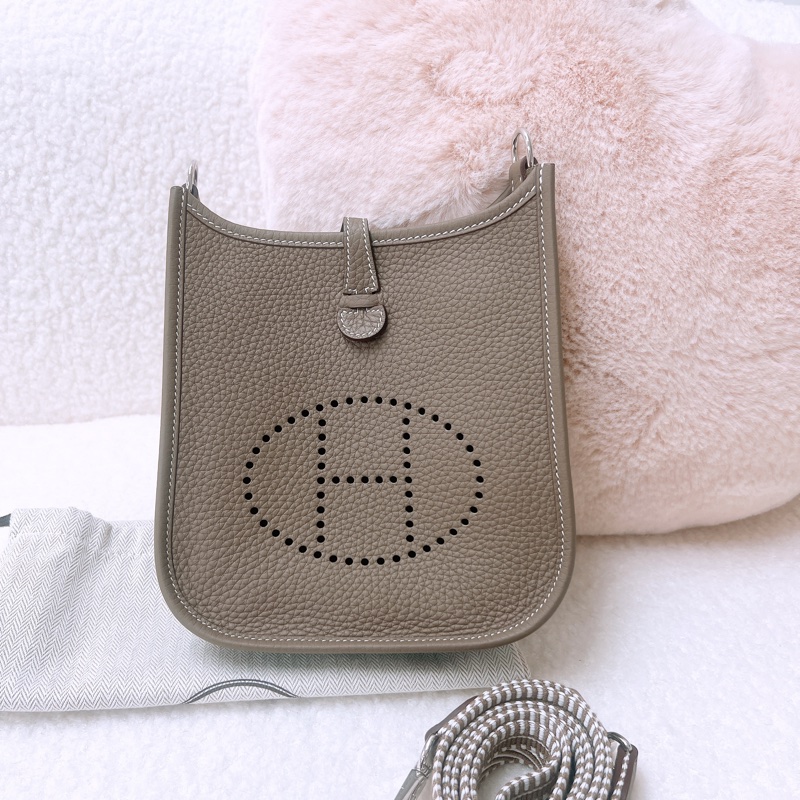 Hermes mini evelyne 大象灰銀扣 K-0
