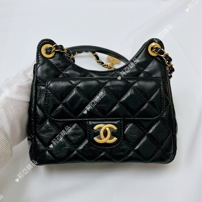 莉亞精品♡Chanel AS4323 天貓精靈小號 黑金 近新-4
