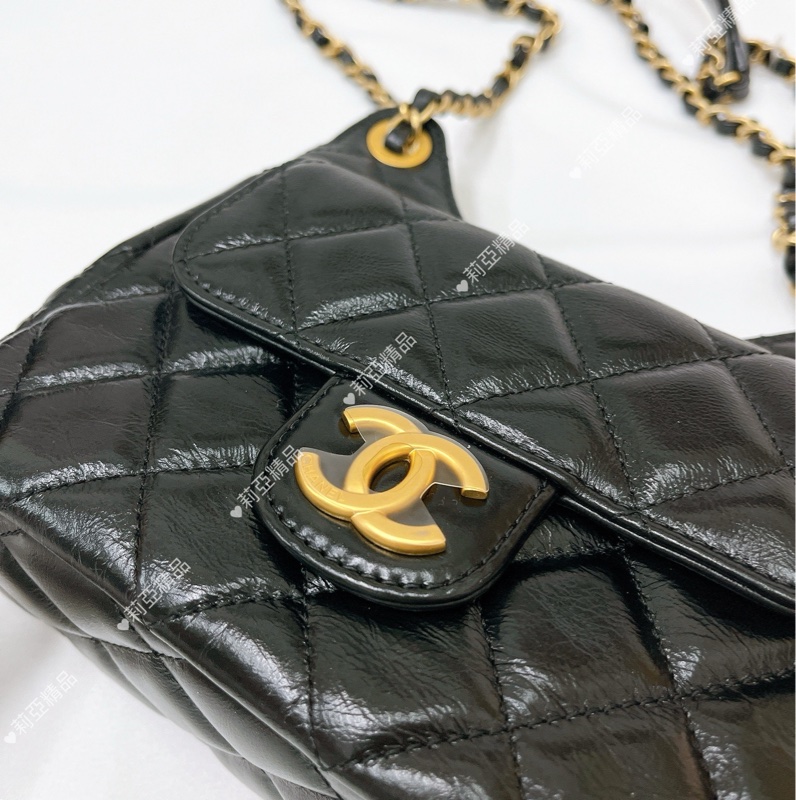 莉亞精品♡Chanel AS4323 天貓精靈小號 黑金 近新-5