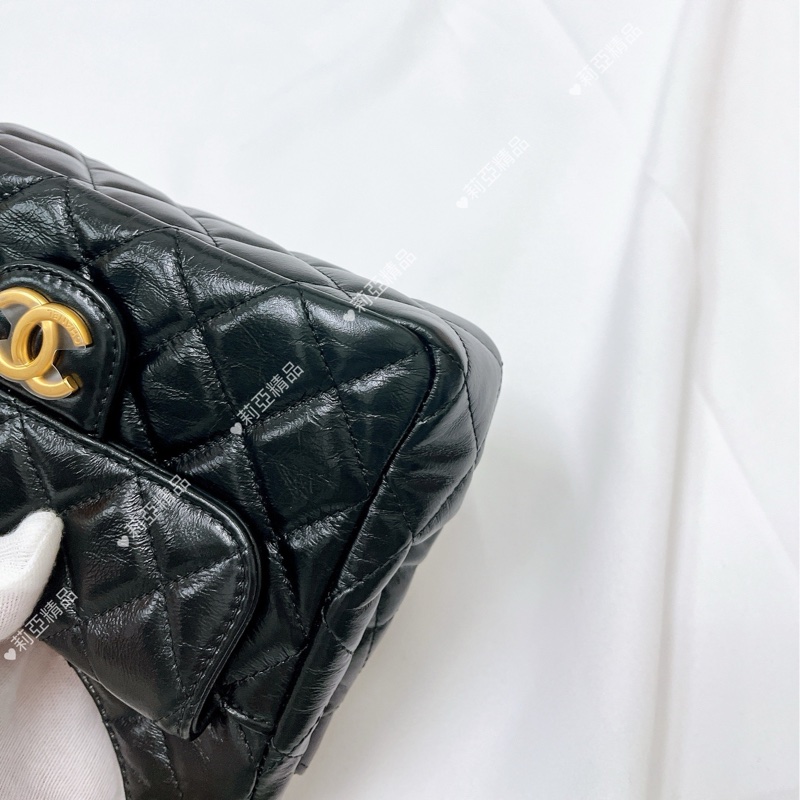 莉亞精品♡Chanel AS4323 天貓精靈小號 黑金 近新-13