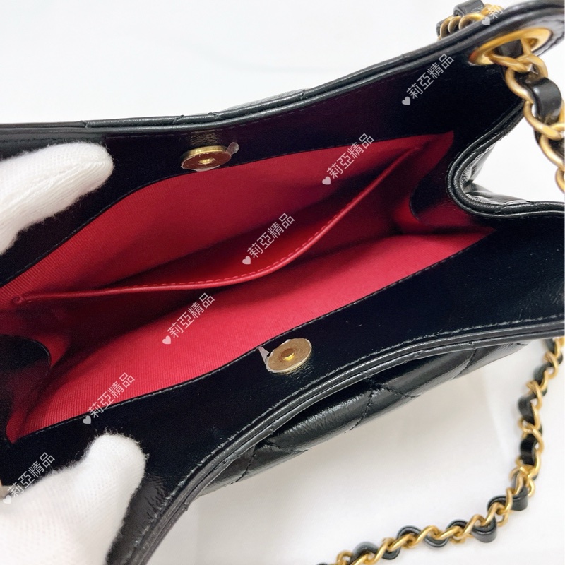 莉亞精品♡Chanel AS4323 天貓精靈小號 黑金 近新-19