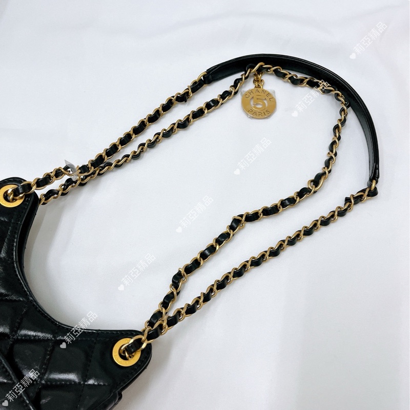 莉亞精品♡Chanel AS4323 天貓精靈小號 黑金 近新-22