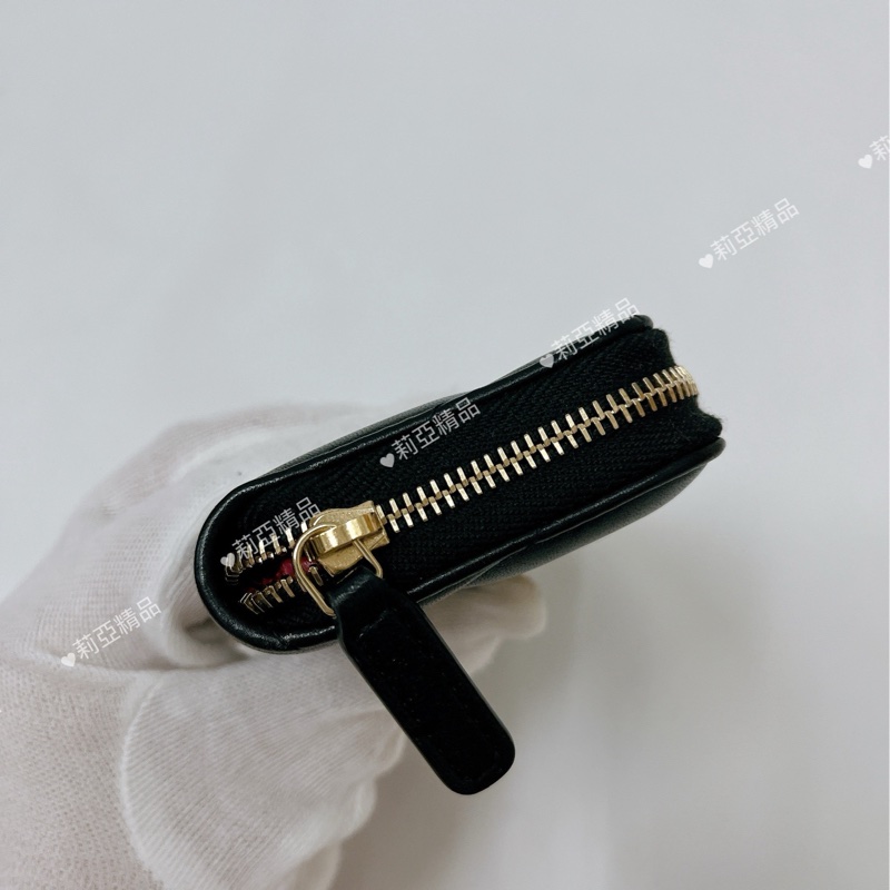 莉亞精品♡Chanel AP0949 19ㄇ拉三格零錢包 黑金 二手-6