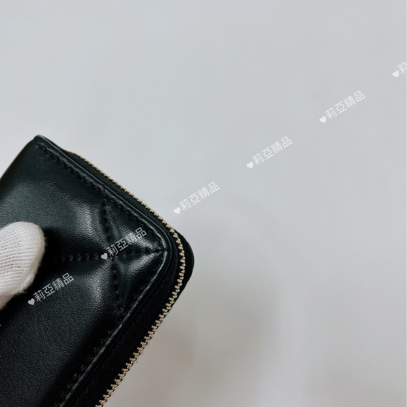 莉亞精品♡Chanel AP0949 19ㄇ拉三格零錢包 黑金 二手-11