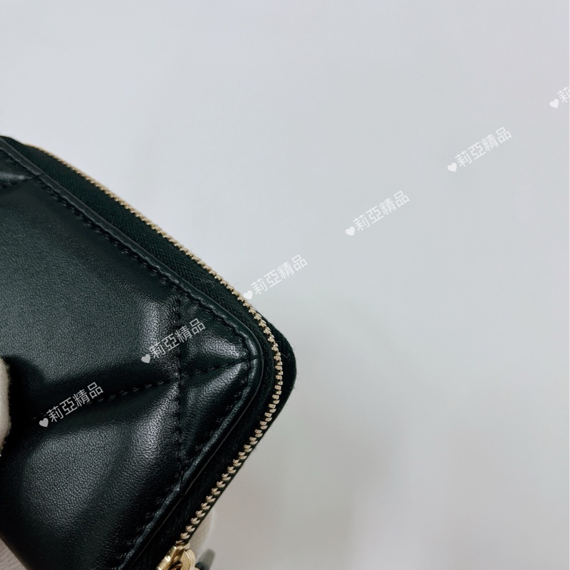 莉亞精品♡Chanel AP0949 19ㄇ拉三格零錢包 黑金 二手-12