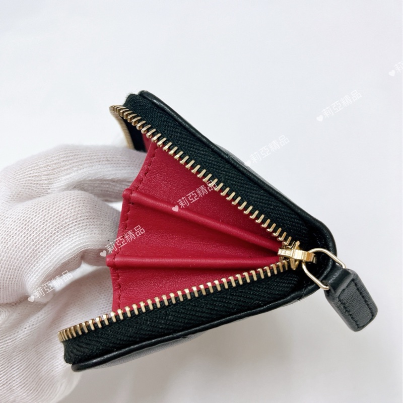 莉亞精品♡Chanel AP0949 19ㄇ拉三格零錢包 黑金 二手-13
