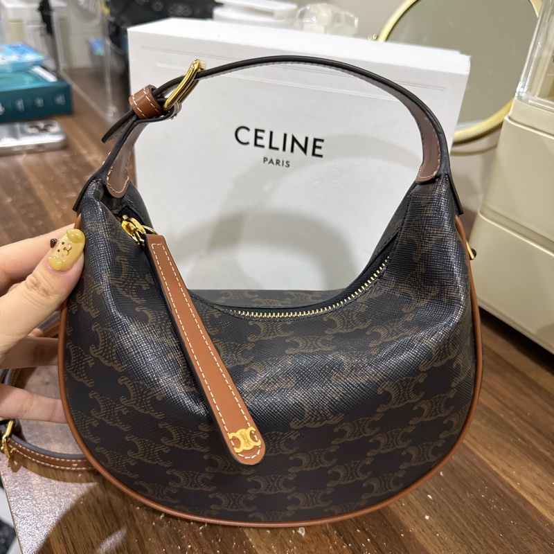 TEEN CELINE LULU標誌印花及牛皮革手袋-5