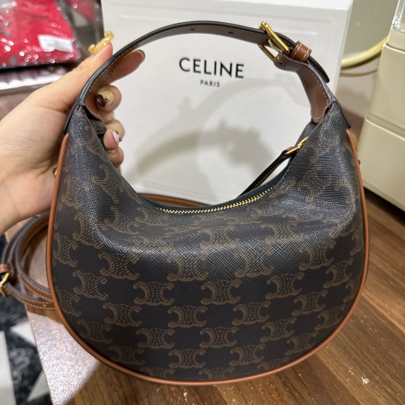 TEEN CELINE LULU標誌印花及牛皮革手袋-6