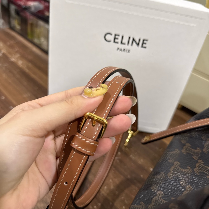 TEEN CELINE LULU標誌印花及牛皮革手袋-10